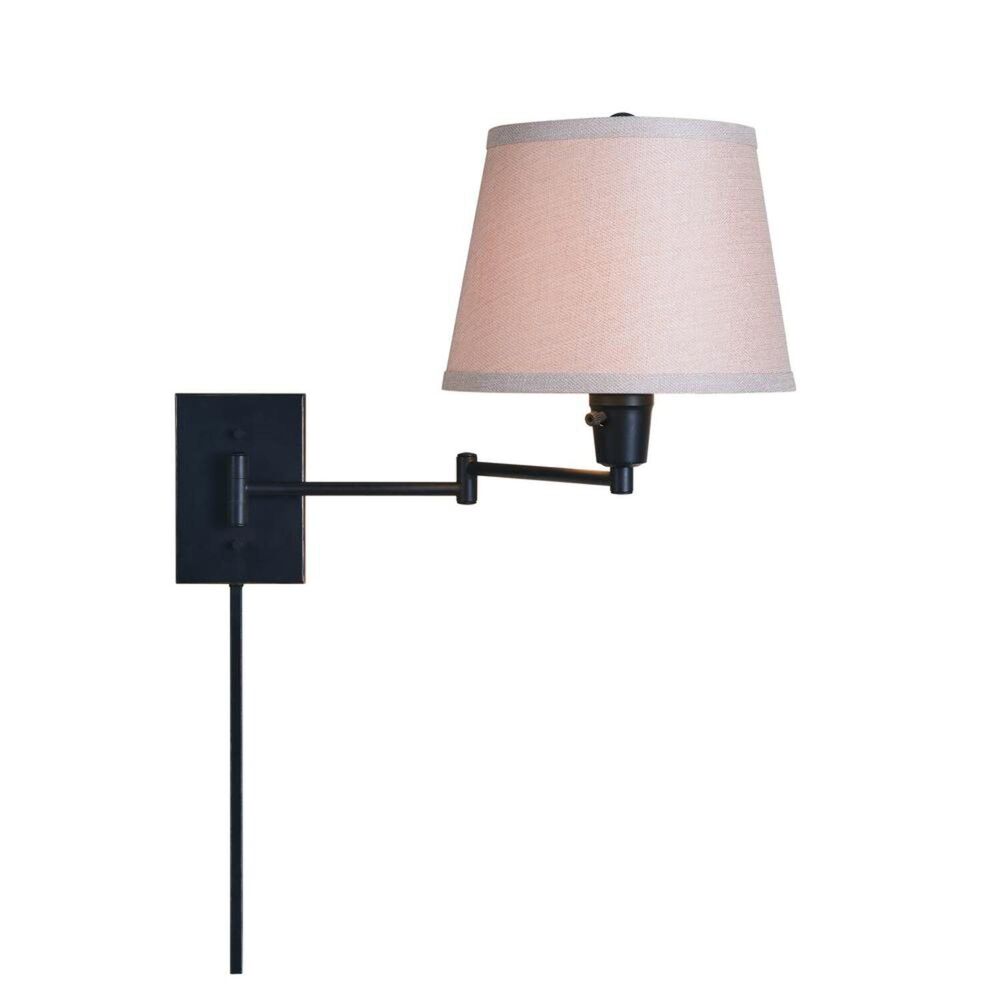 Hampton Bay Ellsworth Oil Rubbed Bronze Swing Arm PlugIn Lamp w/Fabric Shade